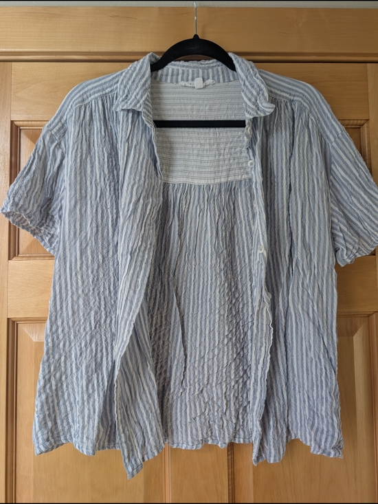 Jane and Delancey Tops - Jane and Delancey Light Blue and White Striped Button Shirt